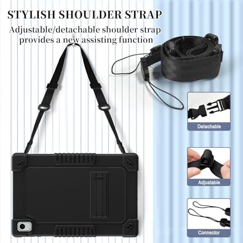 Kebiory for Onn 12.1 inch Tablet Pro 100146663 Case 2024 Friendly Case with Shoulder Strap Stand for New Walmart Onn 12.1 inch Tablet Pro 2024 Model Cover (Black) — view 4