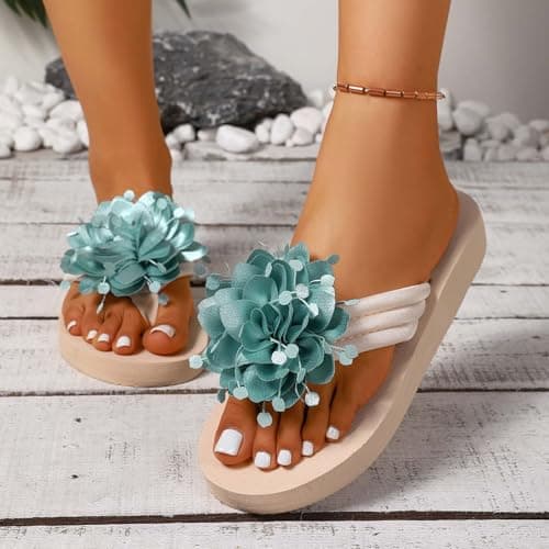 Women's Flat Sole Flip Flop Sandals for Beach and Casual Summer Wear, Lightweight EVA Slide Slippers with Cushioned Comfort for Indoor and Outdoor Use (Mint Green, 6) — view 3