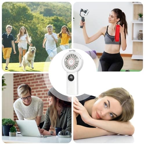 Portable Fan, ABS Quiet Handheld Cooling with Digital Screen | USB Rechargeable, 100 Speed Settings, Water Mist | Personal Fan for Office Desk Bedroom School Travel, Summer es-sential — view 6