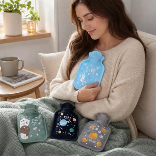 4 Piece Small Hot Water Bottle Set with Cartoon Covers — view 6