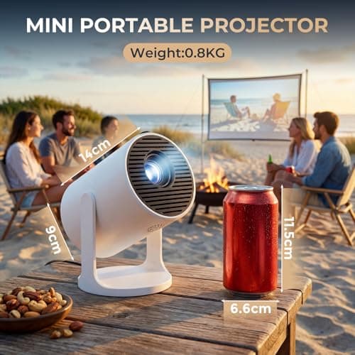 Mini Projector, Portable Projector, 1080P Native, 4K Supported, Power Bank Supported, 360° Rotating Design, LED Projector for Home, Outdoor, Bedroom, Camping, Movies, Travel — view 5
