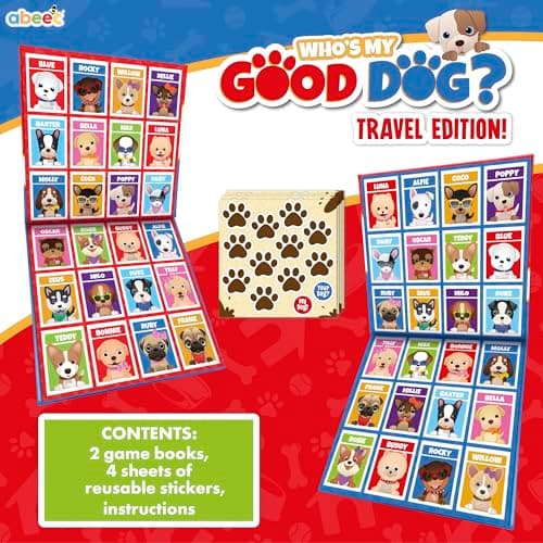abeec Who's My Good Dog? Travel Game | Portable Guessing Game for Kids | Dog-Themed Guess Who Board Game | Plane, Car & Holiday Activities | Fun Travel Essentials for Kids — view 2