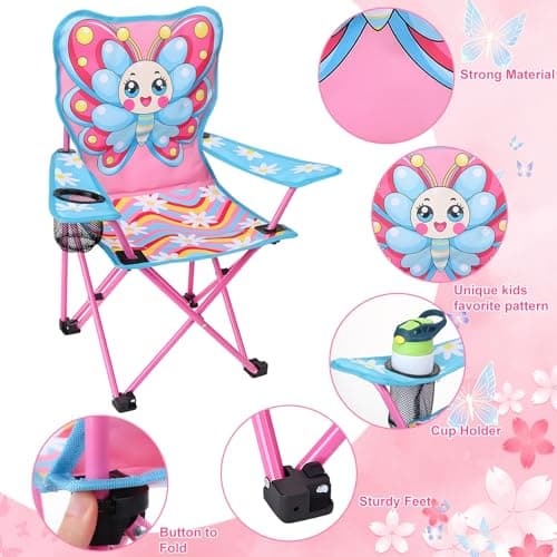 Meng Jiaran Kids Butterfly Folding Camping Chair Oxford Cloth with Cup Holder — view 3