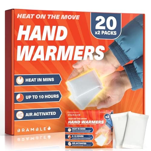 Bramble - Hand Warmers (20 Pairs, 40 Total) - Air Activated Pocket Warmers for Outdoor Activities - Warm in Minutes & Odour-Free - Up to 10 Hours of Heat