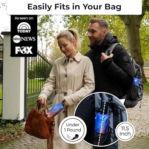 TUMELLA Strongest Windproof Travel Umbrella (Compact, Superior & Beautiful), Small Strong but Light Portable and Automatic Folding Rain Umbrella, Durable Premium Grip, Fits Car & Backpack Black Blue — view 2