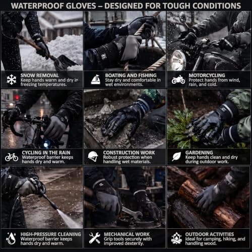LEAKDRY Waterproof Merino Wool Touchscreen Gloves – 3-Layer Thermal Suitable for Winter Gloves with Nylon Outer, Windproof & Breathable for Outdoor Sports,Cycling,Hiking,Skiing Unisex (Grey, M) — view 6