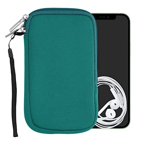 kwmobile Universal Phone Pouch Size L - 6.5" - Neoprene Smartphone Pouch with Zip - Water-Repellent Mobile Phone Case - Sleeve in Petrol — view 5