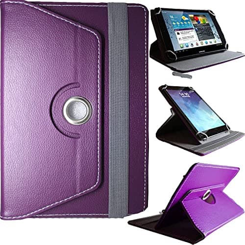 DV 10inch Tablet Case Cover - Universal Leather Stand Case Folio Cover Magic Leather 360° Rotating Case Fits for ALL 10" Inch & 10.1" Inch Android Tablets tab (Purple) — view 2