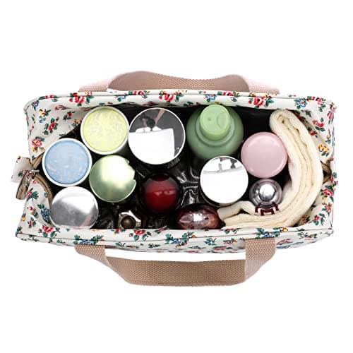 IGNPION Woman Large Travel Toiletry Bag Waterproof Wash Bag Make up Organizer Bag Cosmetic Bag Swimming Gym Bag (Beige Small Flower) — view 6