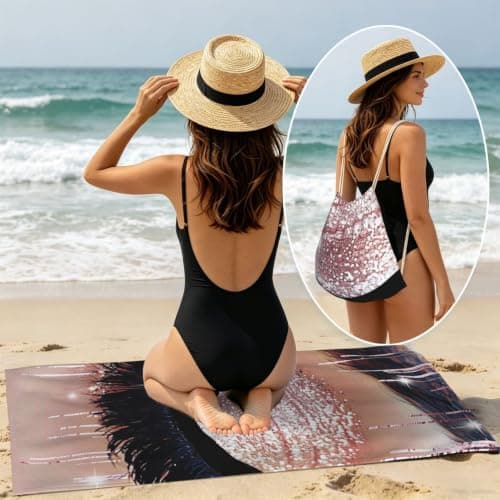 Beach Towel with Bag Large Soft Quick Dry Microfiber Travel Blanket — view 6