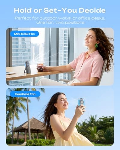 Otlonpe Mini Handheld Portable Mist Fan, Small Rechargeable Handheld Fan with Water Mist Spray, 4 Speeds, LED Display, Foldable Stand, Mini Personal Misting Cooling Fans for Travel — view 6