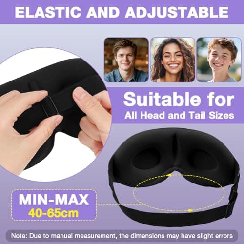 URAQT 100% Blackout Sleep Masks, 2PCS 3D Adjustable Deep Eye Mask, Zero Pressure Sleeping Eye Mask, Ergonomic Design, Unisex for Sleeping, Nap, Travel — view 2