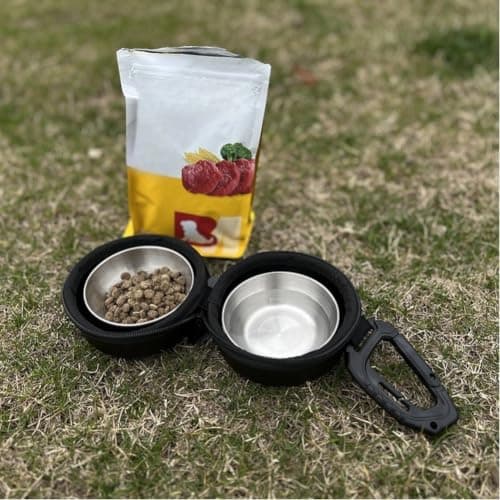 Posheliox Portable Stainless Steel Double Pet Bowl For Dogs And — view 5