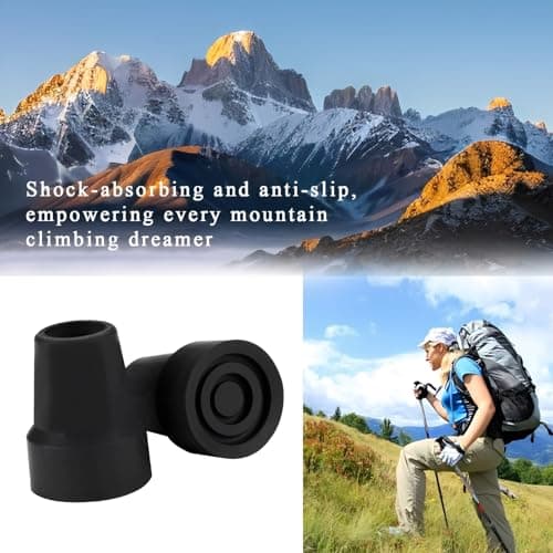 2 Pcs Heavy Walking Stick Rubber Ends, 19 mm Black Walking Stick Ferrules, Durable Crutches Rubber Ends, Anti-Slip Walkings Pole Rubbers Tips for Elderly Crutches Adult Hiking Crutches — view 4