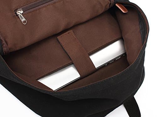 kayond Casual Style Lightweight Canvas Laptop Bag/Business Backpacks/School Backpack/Travel Backpack (Black) — view 6