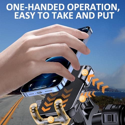 Bike Phone Mount Holder, Motorcycle Phone Mount for Scooter, Mountain, Dirt Bike, Stroller and Motorcycle, 360°Rotate Handlebar Phone Holder Compatible with iPhone & Android Smartphones from 4.7-7.2'' — view 3
