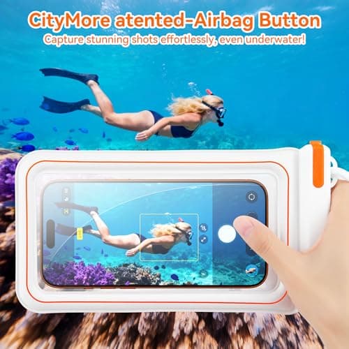 Double Space Waterproof Phone Pouch,IPX8 Waterproof Floating Phone Case,Cell Phone Dry Bag for Beach with Lanyard for iPhone 17 16 15 14 13 12 11 Pro Max,Huawei,OnePlus,Galaxy Fit up to 8.5” White — view 2