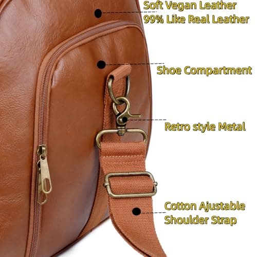 BAOSHA Vegan Leather Garment Bag Travel Duffle Bag Hybrid Hanging Suit Luggage Bag for Men XZ-03, Brown, Leather Garment Bag for Men — view 5