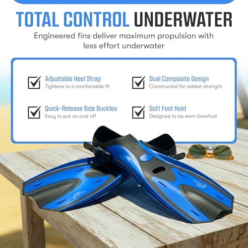 Two Bare Feet Snorkel, Mask and Fins/Flippers PVC Snorkelling Set (Adults) With Anti Fog and Wide View Mask, Anti-Leak, Tempered Glass - Scuba Dive Snorkelling Sets (L/XL (UK9-13), Blue) — view 4