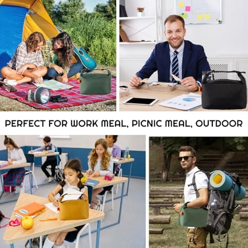 SUOXU Insulated Lunch Bag Leak Proof Thermal Lunch Tote for Adults Kids - Large Capacity Water Resistant Cooler Bag for Work, School, Picnic & Travel (Army Green) — view 6