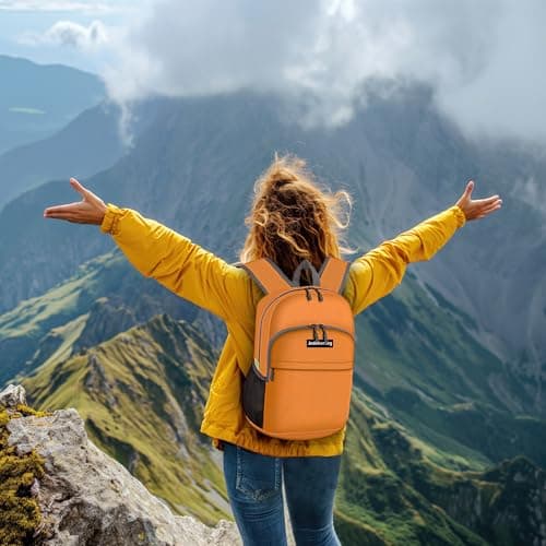 Jedebartey Rucksack, 20L Ultra Lightweight Backpack Foldable Hiking Daypack Small Travel Day Bag for Men Women Kids Outdoor Sports Camping Mountaineering Walking Cycling Climbing (Orange) — view 6