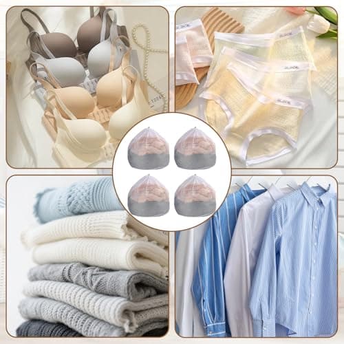 4 Pack Mesh Laundry Bags, Drawstring Lock Washing Machine Net Laundry Bags 30x40cm, Wash Bags for Delicates, Bras, Underwear, Socks, Baby Clothes, Travel Dorm Lingerie (white) — view 6