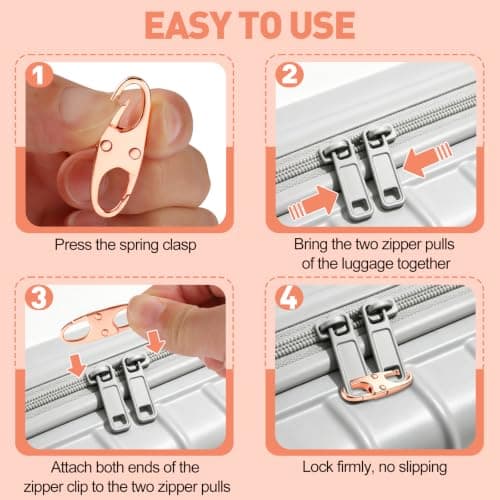 Zipper Clips Anti Theft, Double Opening Zipper Lock for Backpacks & Luggage, Zinc Alloy Zipper Pull Replacement, Small Carabiner Clip for Purses, Crossbody Bags & Travel Essentials (Rose Gold, Small) — view 6