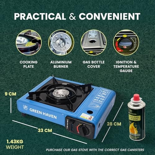 Green Haven Camping Cooker | Portable Gas Stove Single Burner & Carry Case — view 6