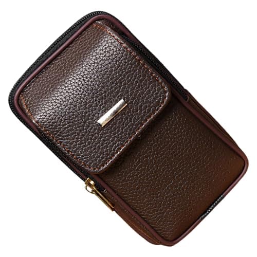 Waist Bag with Belt Clip, Phone Holder for Travel Leather Pack Men S Waist Bag Belt for Men Hiking Pack Brown Leather Outdoor Activities Hiking Essentials Travel Accessories for Hands Storage Daily Pu