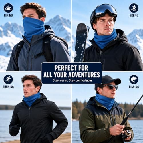 HGDGears Unisex Winter Outdoor Thermal Snood Fleece Ski Neck Warmer (Blue) — view 6