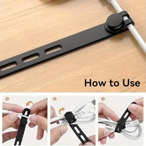 10 Pcs Silicone Cable Ties,Black Reusable Rubber Small Cable Zip Ties Tidy — view 3