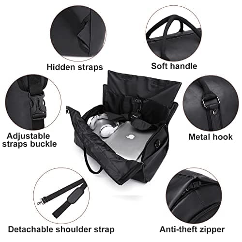 seyfocnia Convertible Travel Garment Bag,Carry on Garment Duffel Bag for Men Women - 2 in 1 Hanging Suitcase Suit Business Travel Bag, Dark Black — view 5