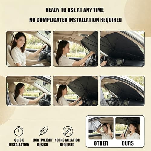 Car Sunshade Umbrella with Upgraded Straps and Oversized Storage Pouches for Travel Use Car Shade Umbrella — view 4