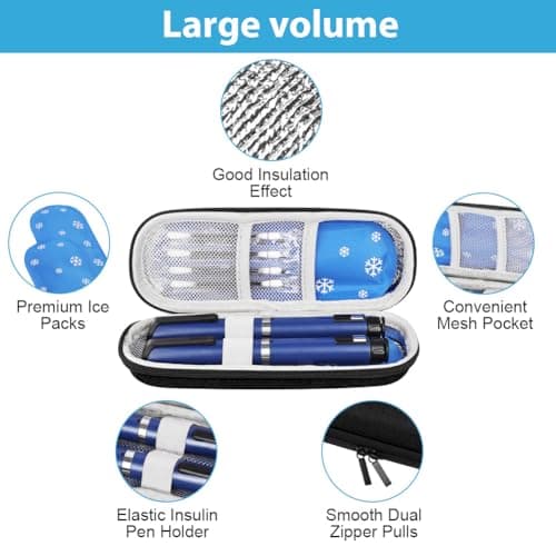 Fefod Insulin Cooler Travel Case, Medicine Cooler for Travel Insulin Case with 2 Ice Pack, Diabetic Supplies Insulin Pen Case, Diabetic Small Storage Travel Pack, Portable Insulin Travel Case — view 4