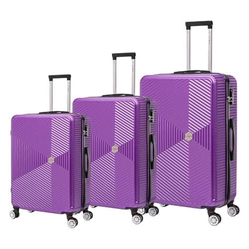 FLYMAX 24" Medium Suitcase Super Lightweight 4 Wheel Spinner Hard Shell ABS Luggage Hold Check in Travel Case Purple 67L — view 2