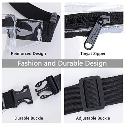 TINYAT Small Clear Bum Bag Fanny Pack Stadium Approved for Women Clear Belt Bag Waterproof Mini Transparent Waist Pack for Concerts, Sports — view 4