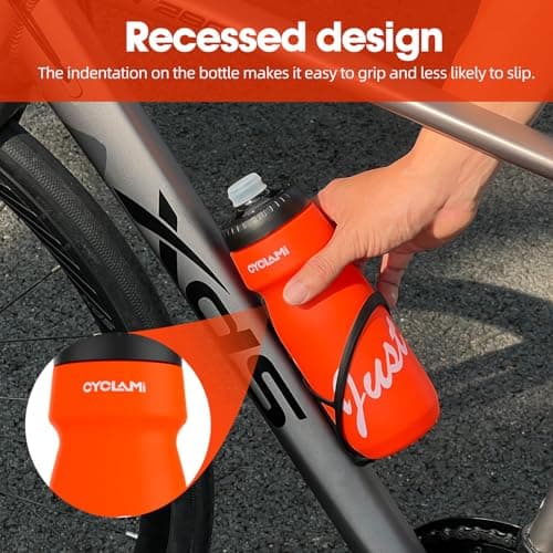 Bicycle Water Bottles, 650 ml, Lightweight, BPA-Free, Leak-Proof, Squeeze Cycling Bottle for Cycling, Fitness, Hiking, Swimming (Orange) — view 5