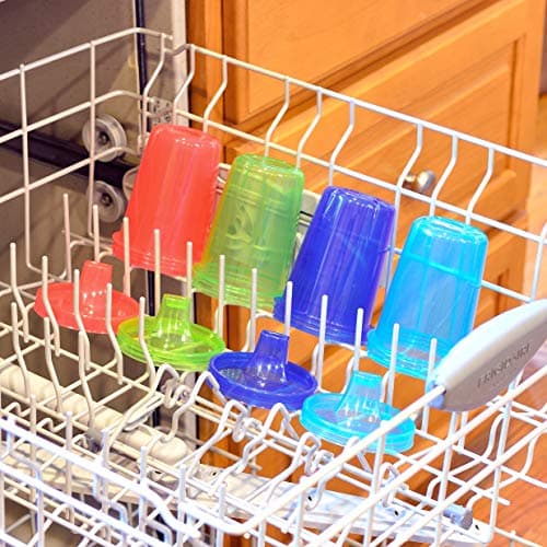 Youngever 7 Pack Toddler Sippy Cups with Lids, 250ml Reusable Kids Training Cups, Non Spill Baby Cups (Rainbow Colours) — view 5