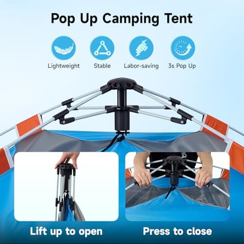 Warmiehomy Pop Up Tent 2-3 Person, Camping Tent with Porch, Blue — view 5