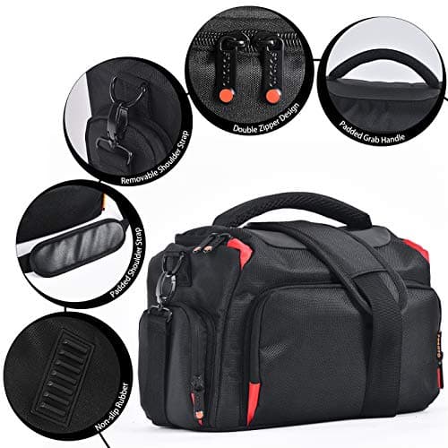 FOSOTO Waterproof DSLR Camera Case Bag Large Capacity Compatible for Nikon D3500 D3400 D5600 D7500 D850, Canon EOS 2000D 4000D 80D 750D 7D Mark II Shockproof Camera Carry Bags Cases — view 2