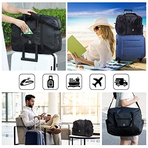 Foldable Travel Duffel Bag, TRIPON Carry on Luggage Cabin Bag Underseat 45x36x20 New Easyjet Weekender Overnight Bag,Lightweight Holdall Maternity Hospital Bag -(35L,Black) — view 6