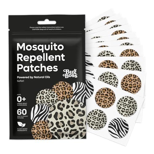 BugBoss Mosquito Repellent Patches for Kids & Adults – Natural Citronella & Plant Oil Stickers, Up to 8 Hour Protection, DEET-Free, Non-Toxic, Outdoor & Travel – 60 Patches