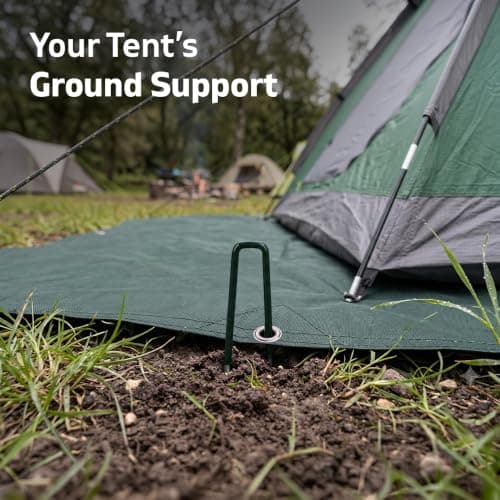 Besto Garden Pegs Heavy Duty Tent Pegs Metal Ground Pegs Galvanised Steel Peg for Camping, Securing Weed Control Fabric, Ground Sheets Membrane, Netting and Astro Turf | (Pack of 10 (PVC Coated)) — view 5