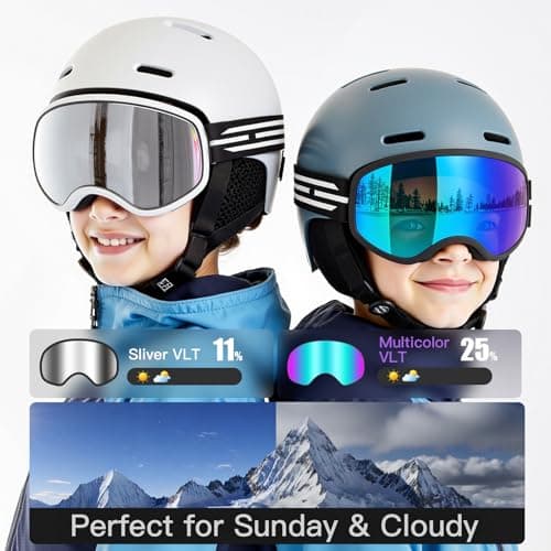 EasYoung Kids Ski Goggles, Children Skiing Snowboard Goggles for Boys Girls Junior, Snow Glasses Helmet Compatible — view 2