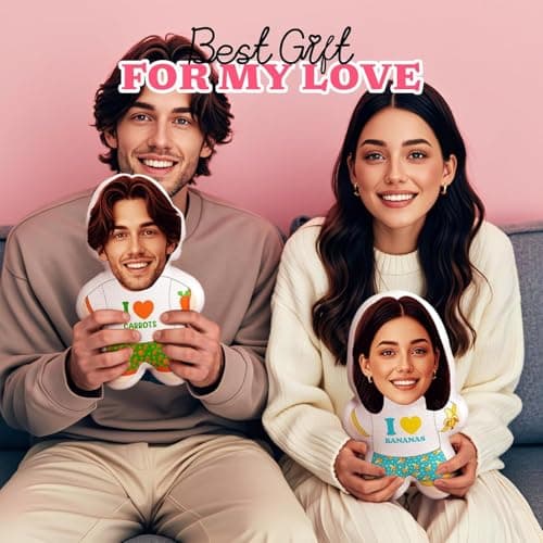 Custom Face Pillow Cute Personalised Photo Plush Doll, 3D Double-Sided Head Body Shaped Plush Stuffed Pillow for Home Sofa Decor Valentine's Day Christmas Funny Pillow Gift for Couples Women Men… — view 3