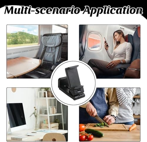 Airplane in Flight Phone Holder with 360° Rotating Clamp, Universal Desk Mount for Airplane Travel, Home & Office Use, Compatible with iPhone & Android, Foldable and Portable - Travel essentials — view 5