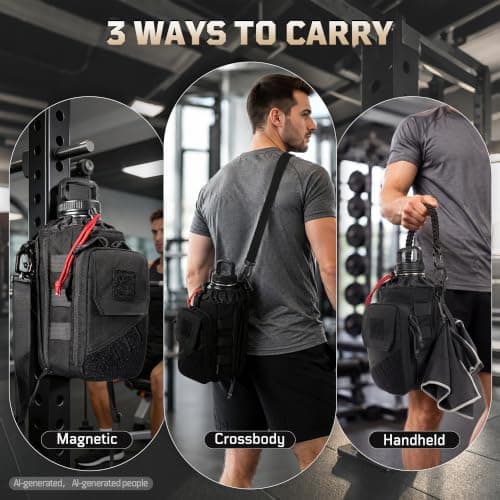 Magnetic Gym Bag with Water Bottle Holder Fits 1-2L Bottles — view 4