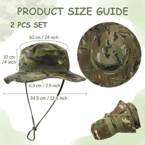 IAndhy 2PCS Safari Hat with Vent Holes, Breathable Boonie Hat, Foldable Bush Hat, UPF Sun Protection, Outdoor Fishing Hat for Hiking Travel Green — view 2
