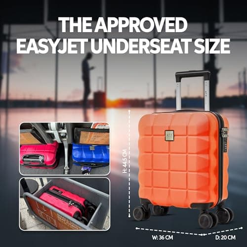 ATX Luggage Easy Jet 45x36x20 Underseat Cabin Suitcase Lightweight Durable ABS Carry-ons with 4 Dual Spinner Wheels and Built-in 3 Digit Combination Lock (Orange, 17.5 Inches, 30 Liter) — view 3