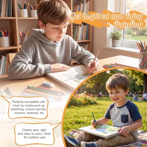 Sketch Book for Kids, 8.5 × 11 Inch Spiral Drawing Pad for Beginners — view 6